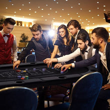 72 Inch Foldable Poker Table for 8 Players Portable Oval Card Board Game Table-Blue