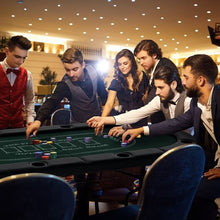 72 Inch Foldable Poker Table for 8 Players Portable Oval Card Board Game Table-Blue